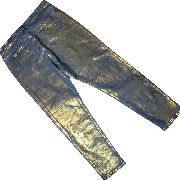 DD2 Gold Accent Blue Jeans High-Rise Stretch Ankle Leg Plus Size 3XL Women's - Picture 6 of 6